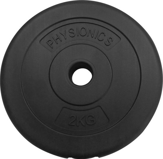 Physionics - 2 x 2 kg poids pour haltère - poids - disques libres - noir