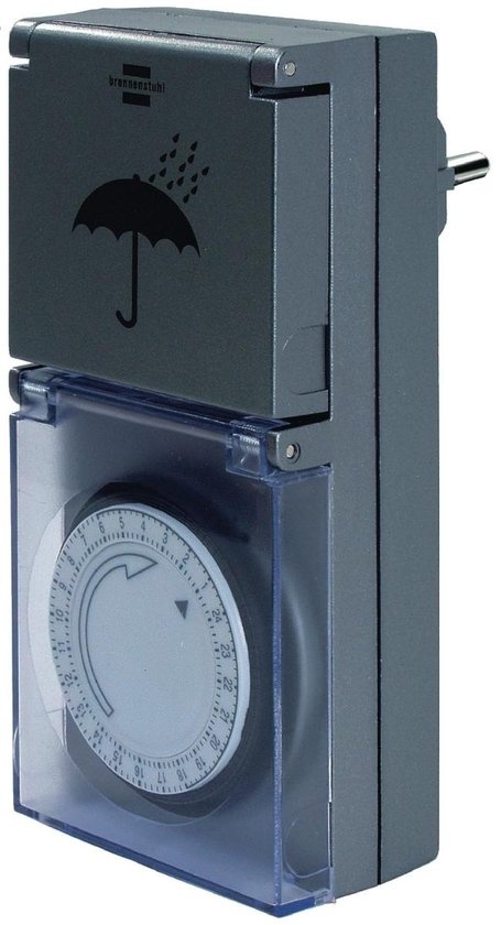 Horloge Brennenstuhl MZ 44, prise mécanique (minuterie, protection IP44, contact supérieur chauffant et couvercle) couleur : noir Simple 1 Pièce noir