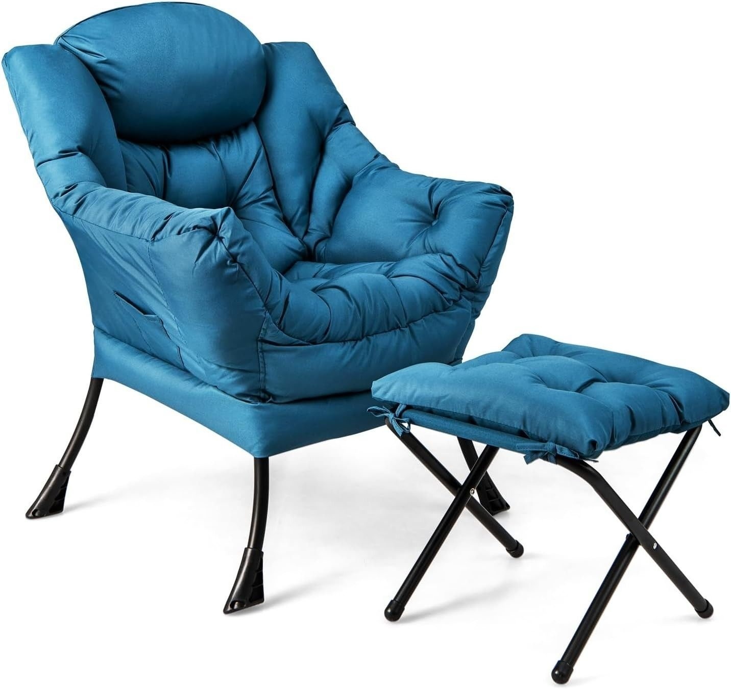 Fauteuil côtier avec relief et accoudoir & pochette latérale et repose-pieds fauteuil relax bleu