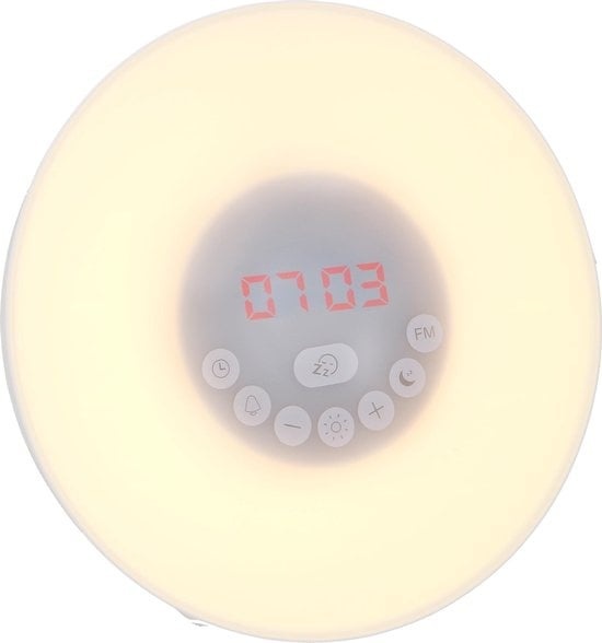Grundig Wake Up Light - Veilleuse avec affichage de l'heure - Alarme lumineuse avec radio FM et sons naturels