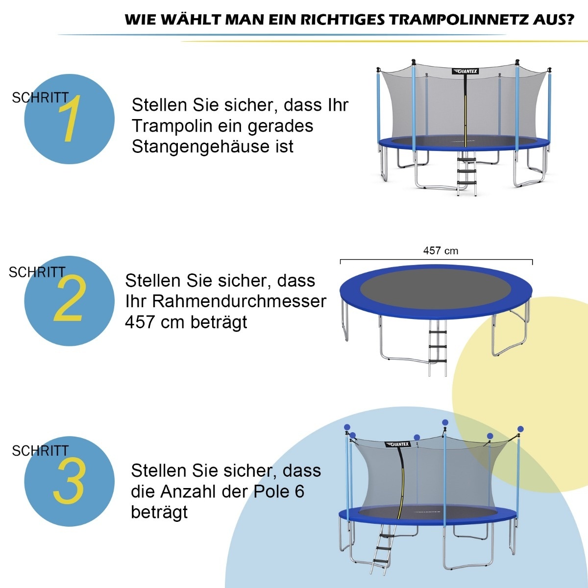 Coast Ø457cm filet de sécurité pour trampoline de remplacement trampolines de jardin intérieur avec zip et boucles