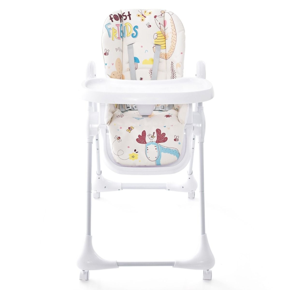 Chaise Haute Pliable Coast Hauteur Réglable Avec Roulettes - Blanc
