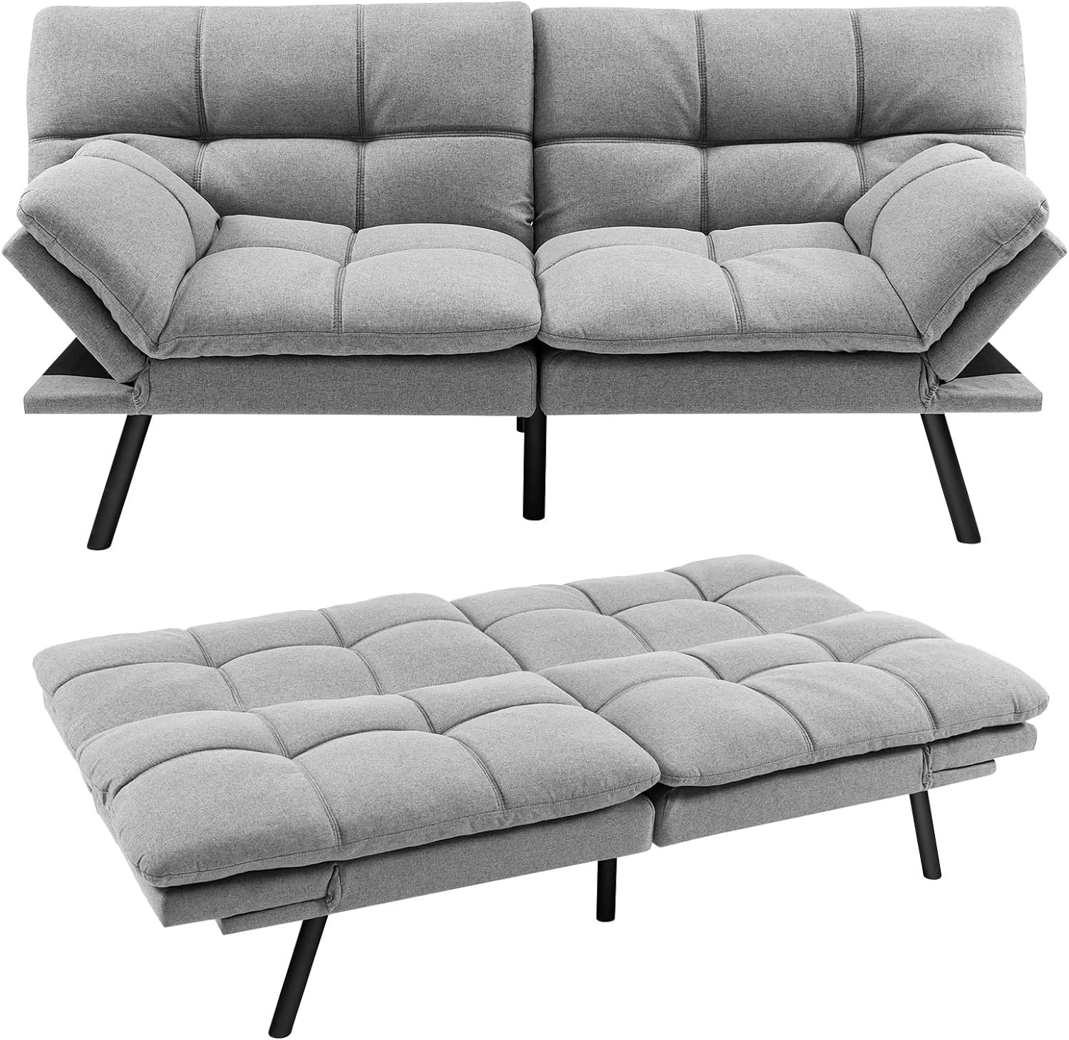 Canapé-lit transformable Coast - Gris - Lin - 87 x 178 x 82 cm - Capacité de charge de 273 kg