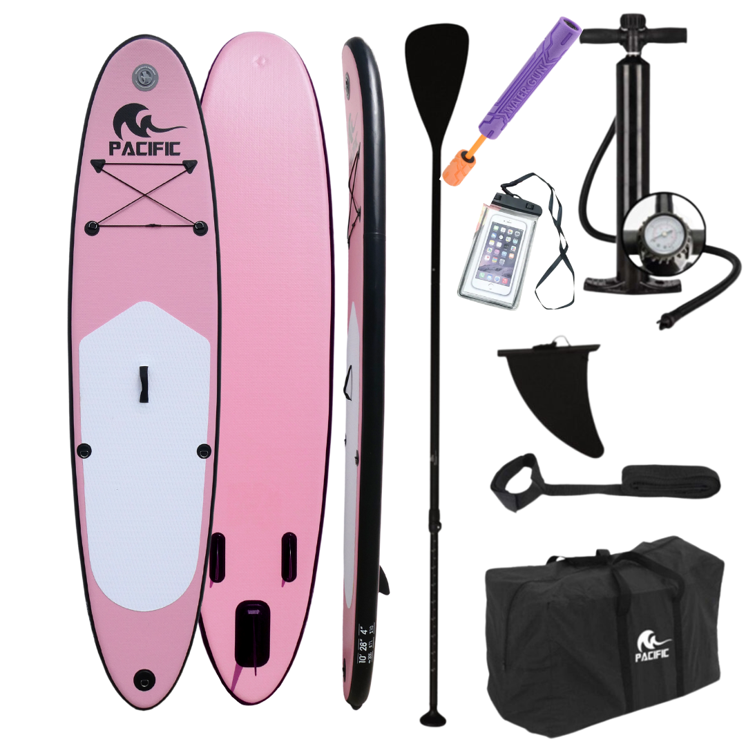 Pacific Special Edition Sup Board avec étui de téléphone étanche GRATUIT - Extra Sturdy - 305 cm - 7 Piece - Pink - Up to 100 kg - Inflatable