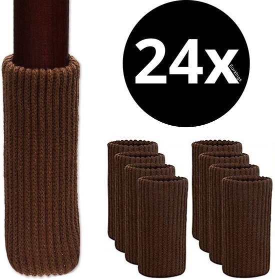 Protecteurs de pieds de chaise Protecteur de sol Ø25-50 mm - Chaussettes pour pieds de chaise 24 pcs - Capuchons de chaise Feutres d'ameublement - Earkings Brown