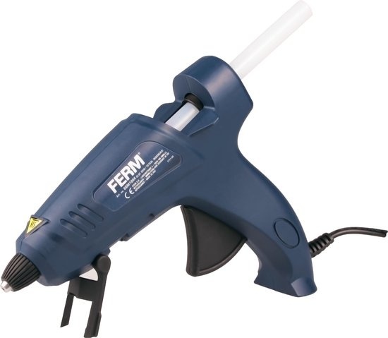 FERM - Pistolet à colle - GGM1004 - 75W - 220-240V - Câble 150 - Avec 4 bâtons de colle 11.2mm x 150mm