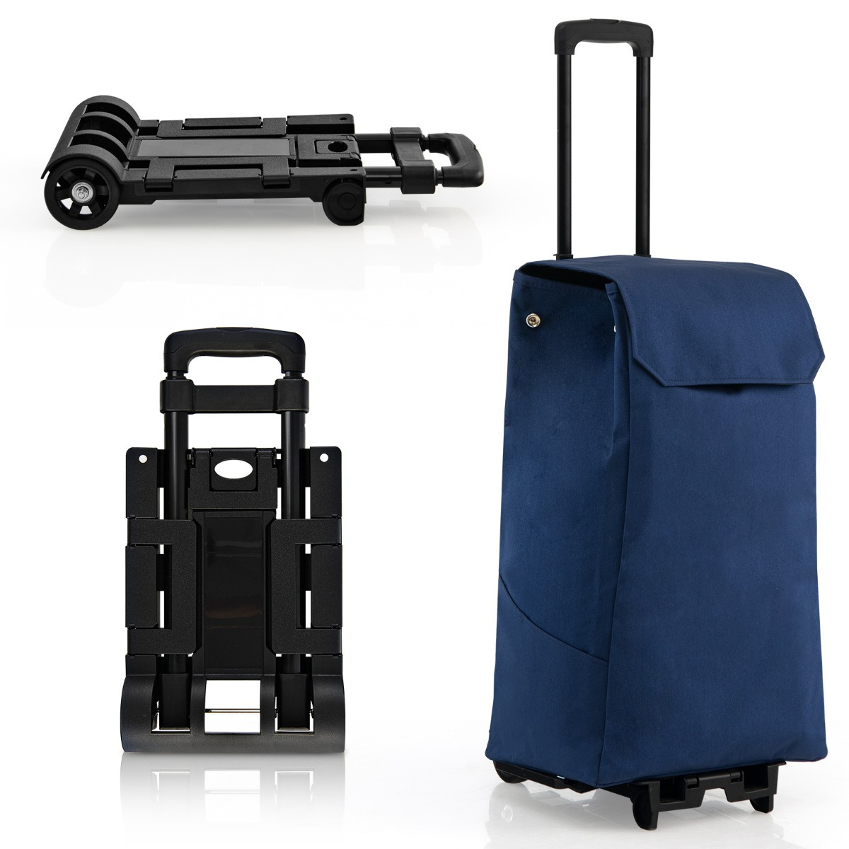 Coast Shopping trolley - Pliable - Capacité 38L - Bleu foncé - 32 x 23 x 44/73/96 cm