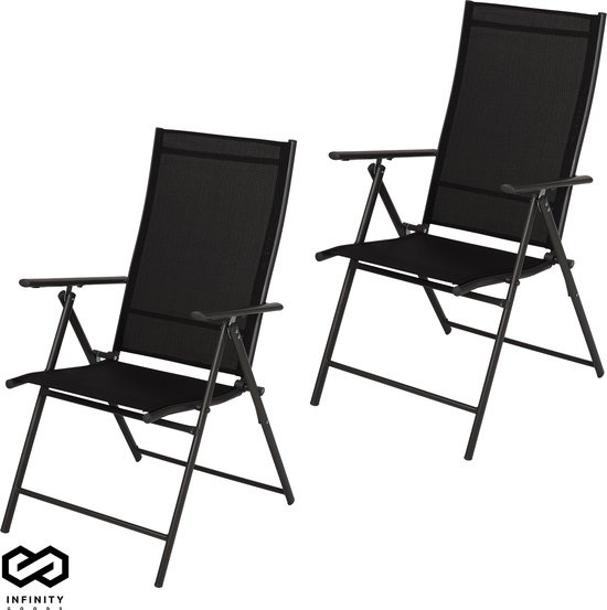 Infinity Goods Chaise de jardin 7 pieds - 2 pièces - pliable - balcon ou jardin - assise et dossier en textile