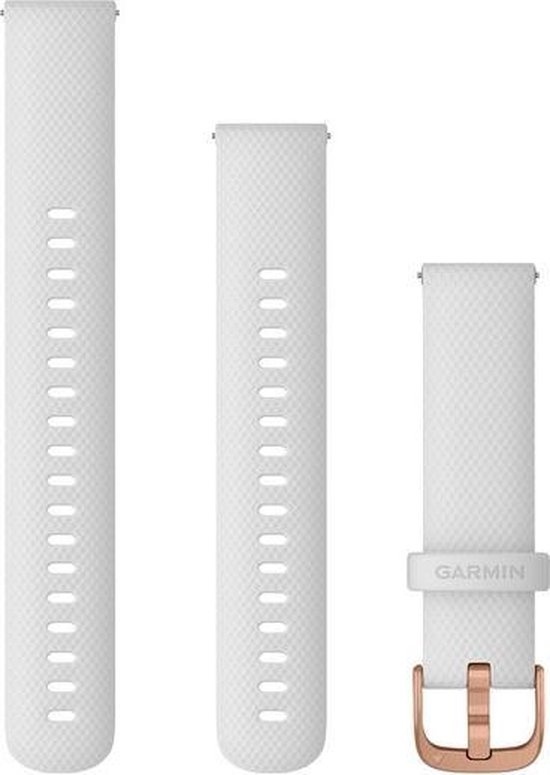 Garmin Quick Release Silicone Watch Strap - 18mm Wristband - Wearable Strap - White with Rose Gold Buckle