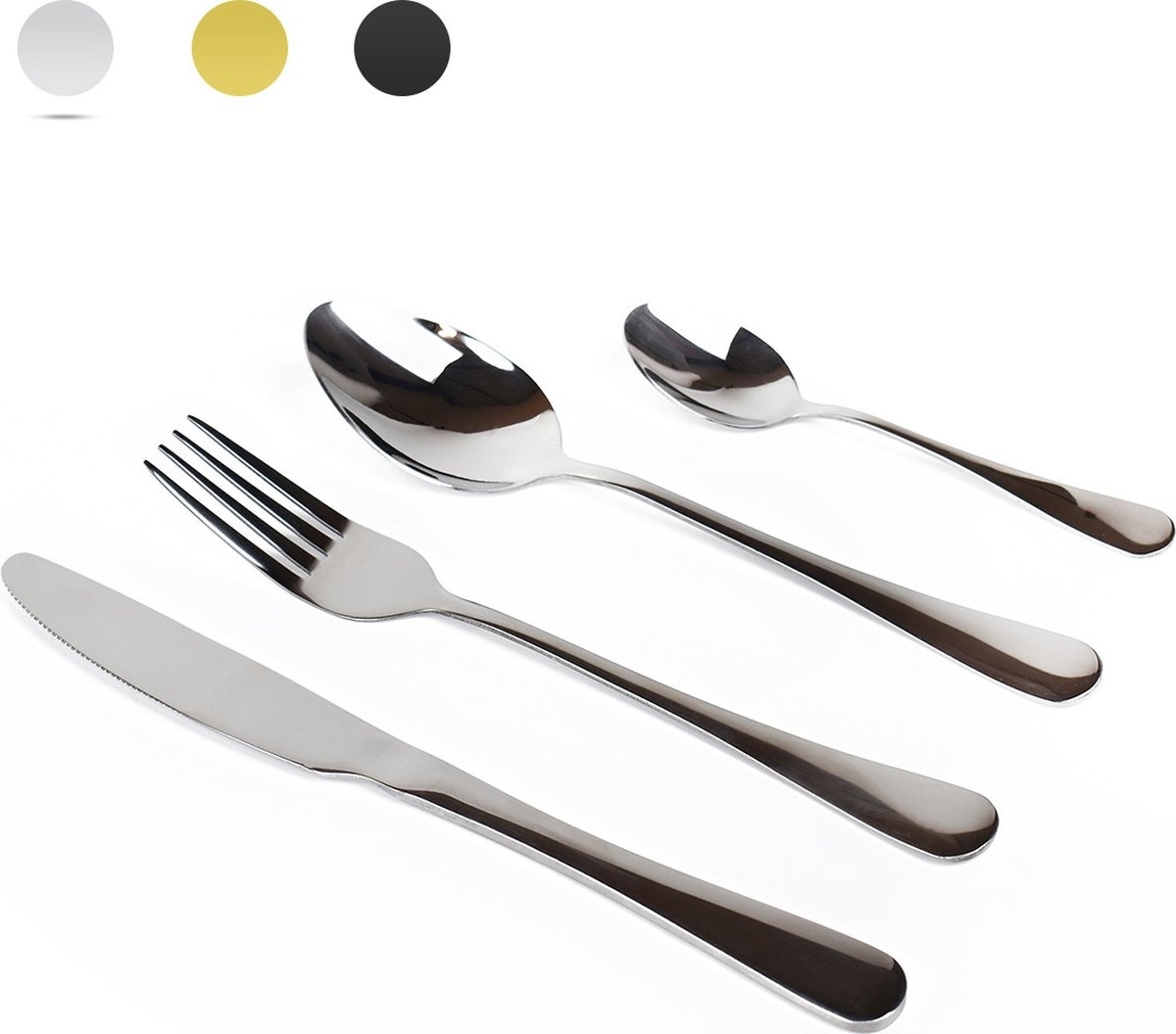 Dymund® 1 Person Cutlery Set - (4-piece) Cutlery - Spoon, Knife, Fork & Spoon Set - Stainless steel - Silver