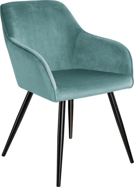 Chaise de salle à manger Tectake - Marilyn Velours Turquoise/Noir - 403664