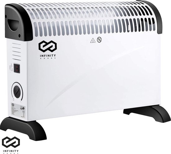 Infinity Goods Radiateur électrique convecteur - 750 / 1500 / 2000W - Thermostat réglable - Radiateur - Protection contre la surchauffe - 35m² - Blanc/Noir