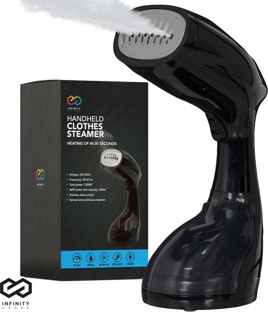 Infinity Goods Défroisseur à vêtements - Défroisseur à main - 260ML - Défroisseur - Défroisseur pour vêtements et meubles - Noir