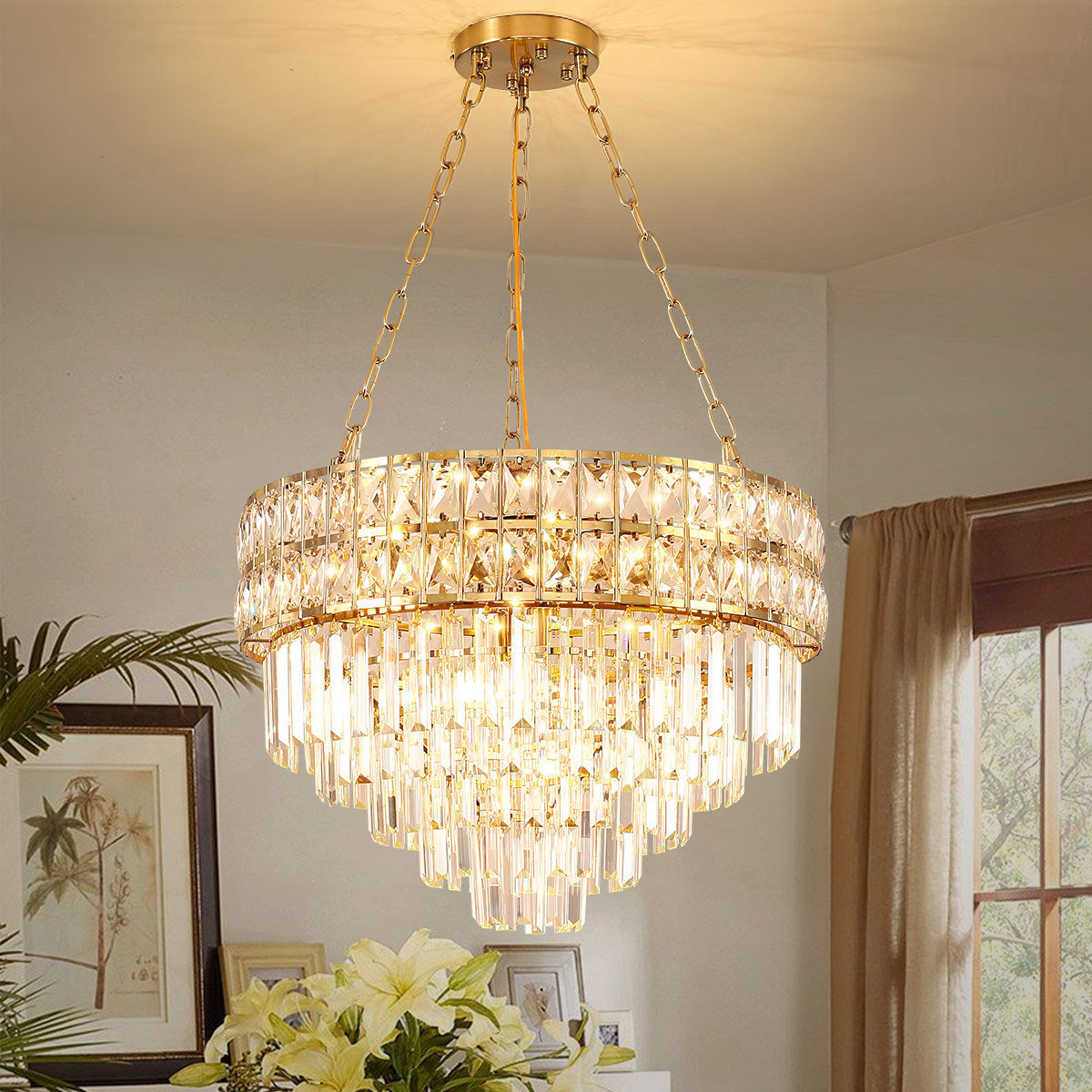 Canora Chandelier gris - 11 Lumières - Or - 55 x 55 x 40 cm