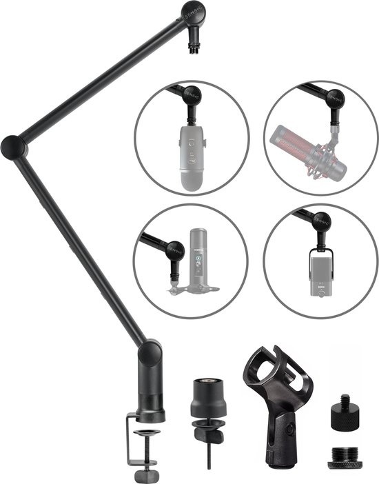 Sensic SA 20 Bras de microphone sans microphone - Bras de perche - Trépied pour microphone - Support pour microphone - Mouvement silencieux