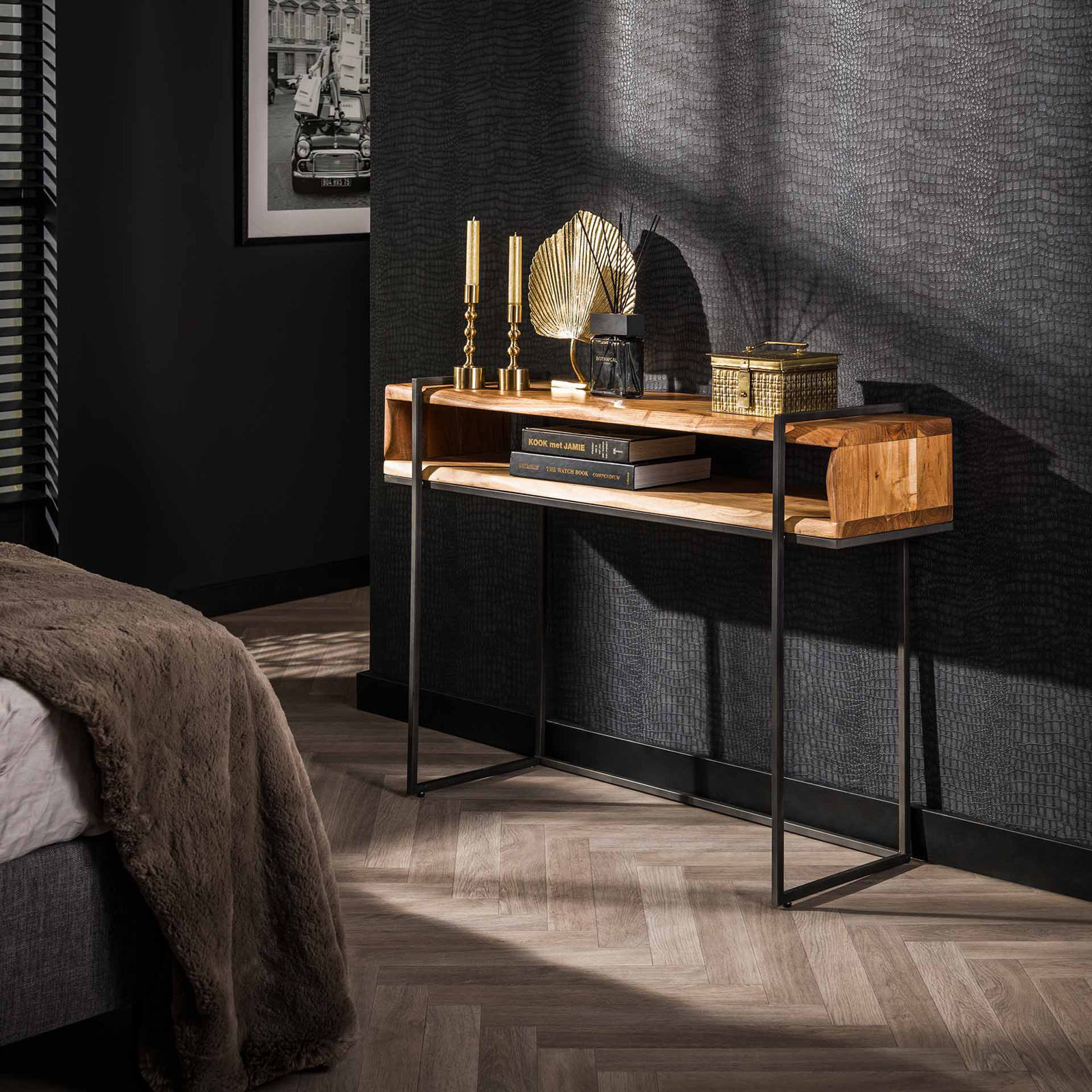 Table console Borough Wharf - Rurale - 110 x 35 x 78 cm - Noir / Marron