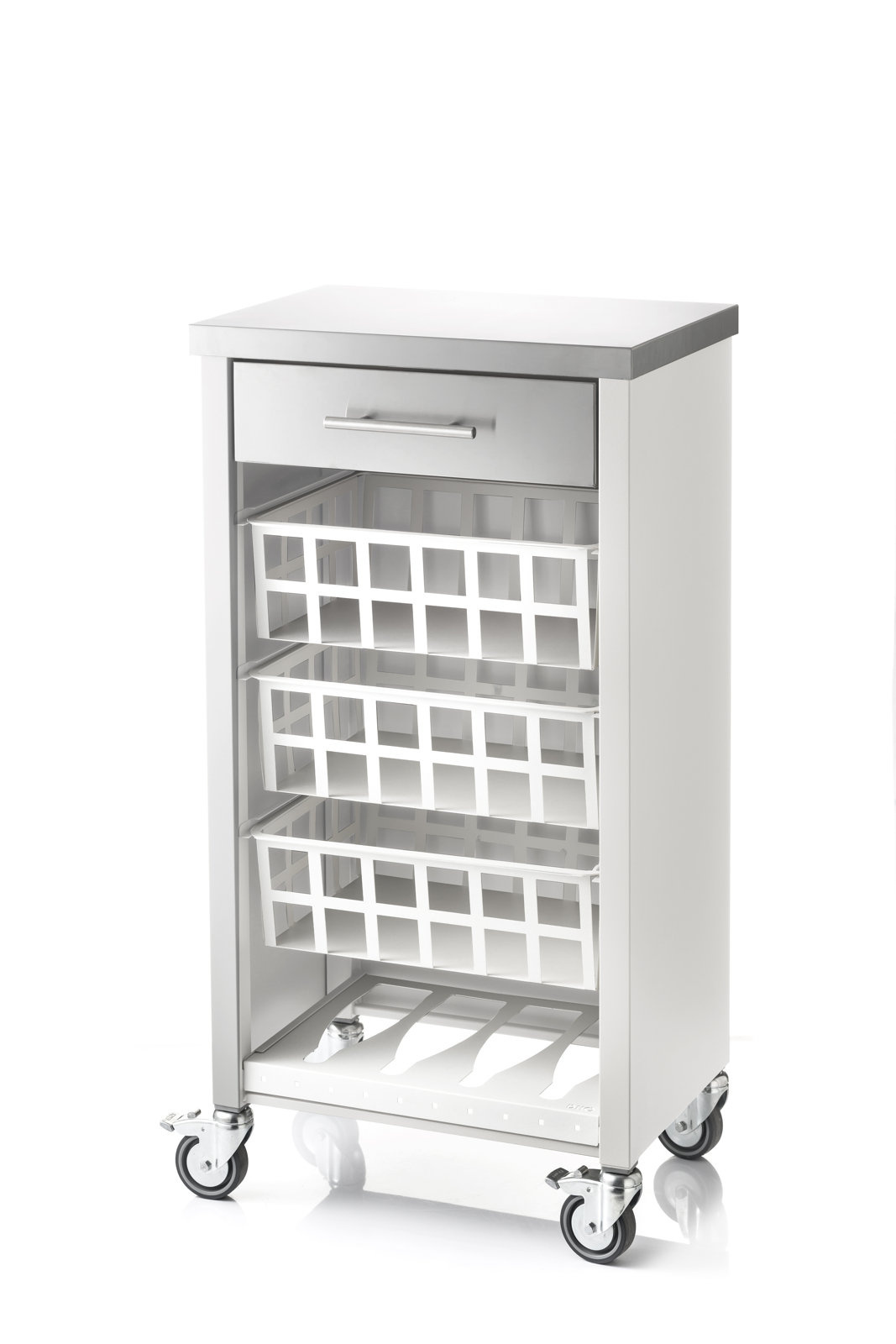Ivy Bronx Chariot de cuisine - 3 paniers - acier inoxydable - 48 x 34 x 93 cm - blanc
