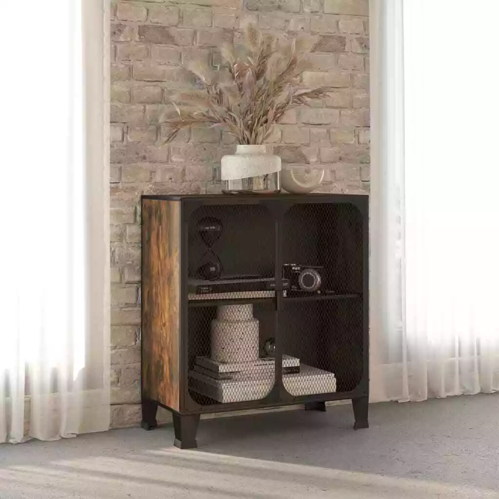 Borough Wharf Display Cabinet - Industriel - 72 x 36 x 82 cm - Rustic Brown