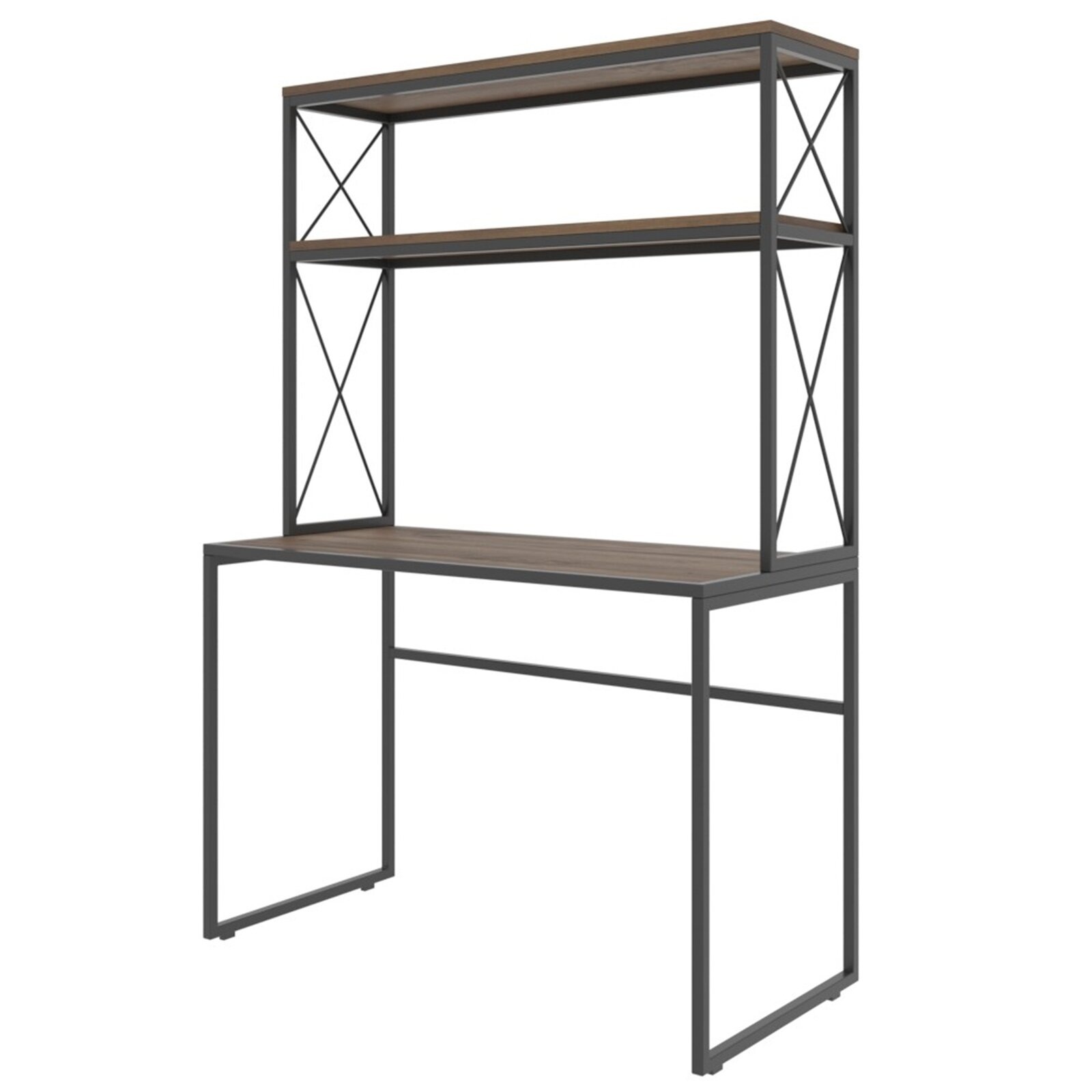 Borough Wharf Bureau avec étagères de rangement - Industriel - 105 x 50 x 155 cm - Marron / Noir