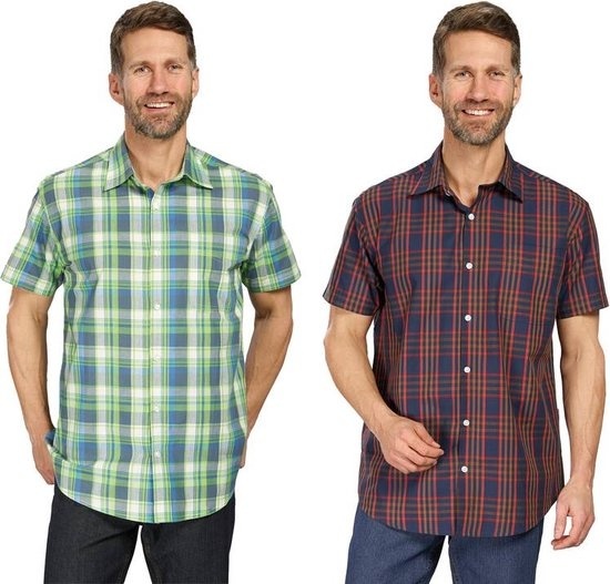 Chemise de garde-côte, demi-manche, couleur bleu à carreaux, taille 45/46