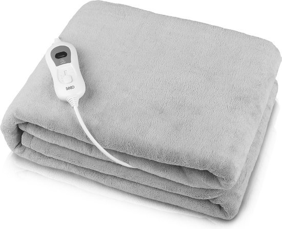 Couverture électrique Sanbo - 120 x 160 cm - lavable en machine - Couverture - 1 personne - 3 niveaux - avec minuterie - Couverture chauffante