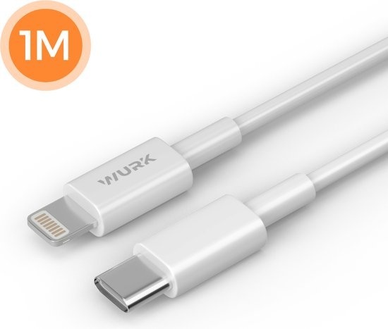 Wurk Câble USB-C vers Lightning - Câble adapté à l'Ipad et à l'Iphone - 1M - Blanc