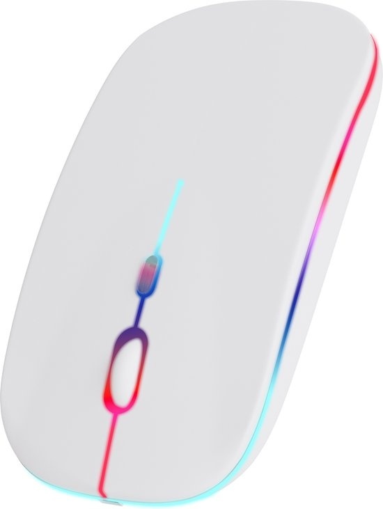 Nuvance - Souris sans fil LED - Bluetooth - Ergonomique - Ordinateur portable et jeu - Sans fil - Blanc