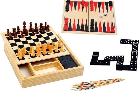 Boîte de jeu en bois 4 en 1