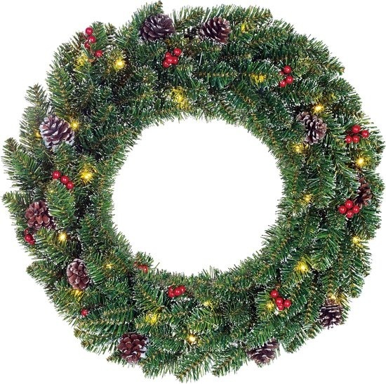 Black Box Trees Creston Couronne de Noël avec lumières LED - Ø60 cm - Vert