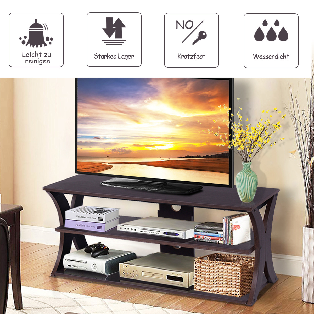 Coast TV Cabinet pour télévision jusqu'à 47 Media Consolent Table 115 x 40 x 45 cm