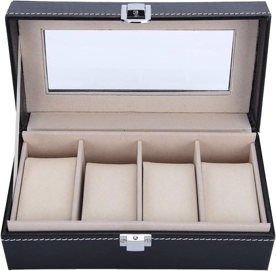 Lowander watch box - Boîte à montres pour hommes et femmes - 4 montres - Noir
