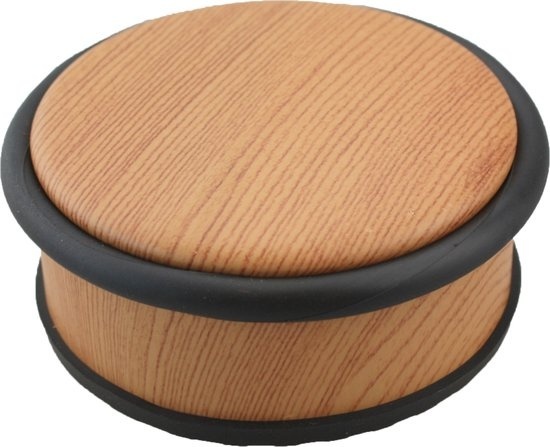 GS door stopper wood look 1 kg - Pour l'intérieur et l'extérieur - Butoir de porte Ø10 x 5 cm - 100% acier