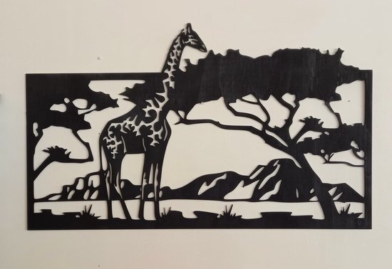 décoration murale - out of Africa - girafe - bois - XXL - L115 cm H 70cm