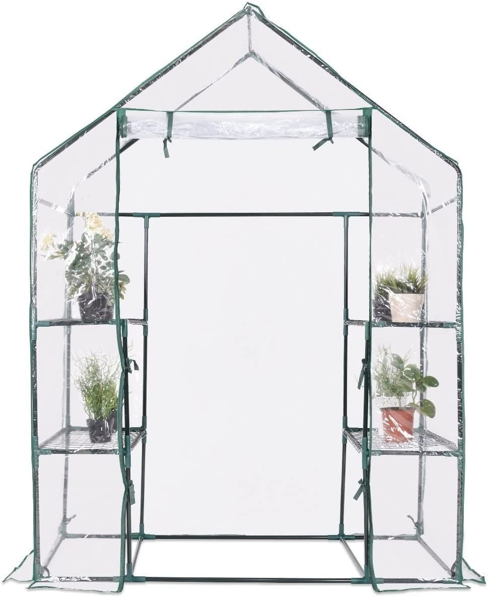 Serre Coast Foil avec double fermeture éclair et 6 étagères - 143 x 73 x 195 cm - PVC
