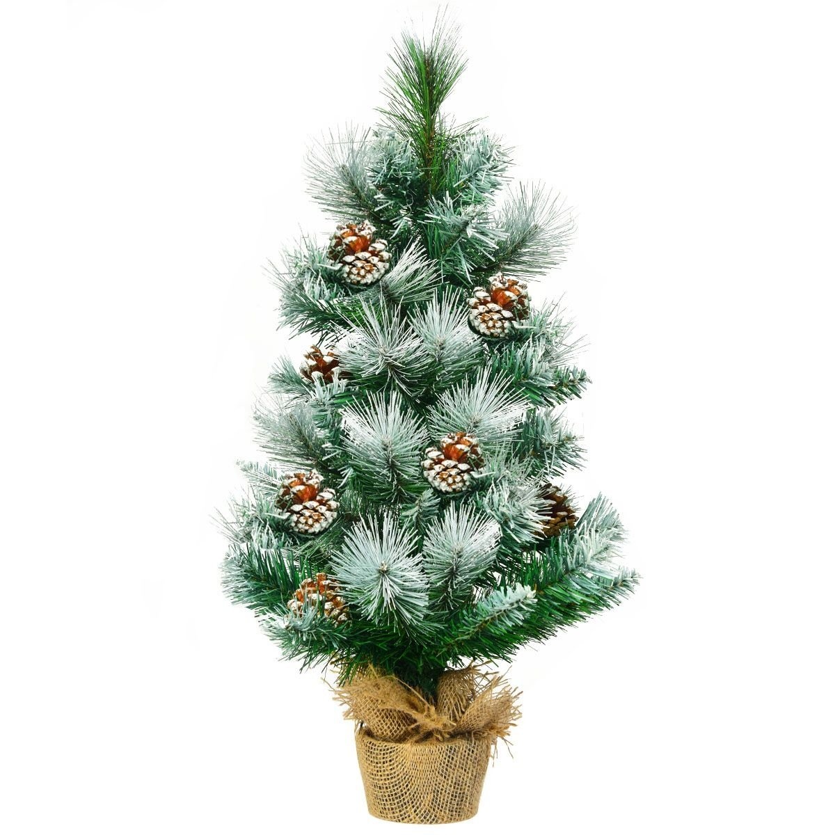 Mini sapin de Noël artificiel Coast en pin enneigé avec décoration de pommes de pin 60 cm