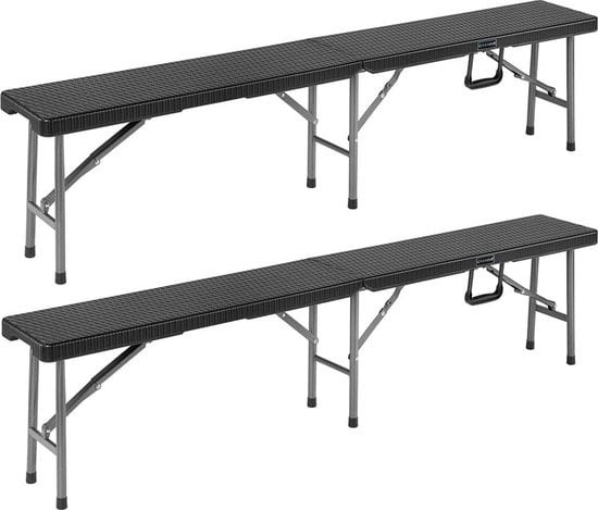 Casaria Bancs pliants set de 2 - noir- 180cm