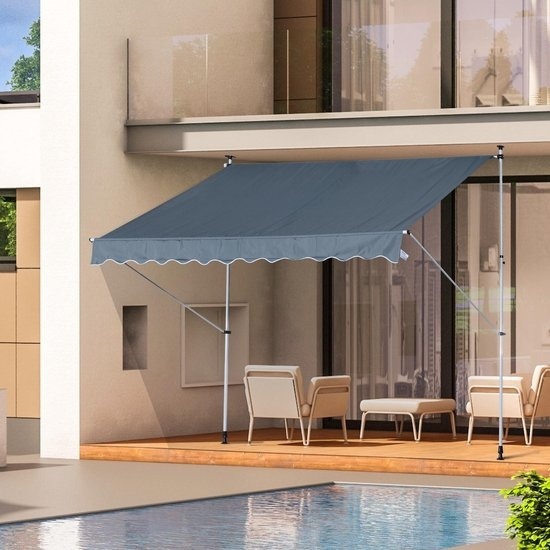 Outsunny parasol télescopique clampable gris 300 x 150cm