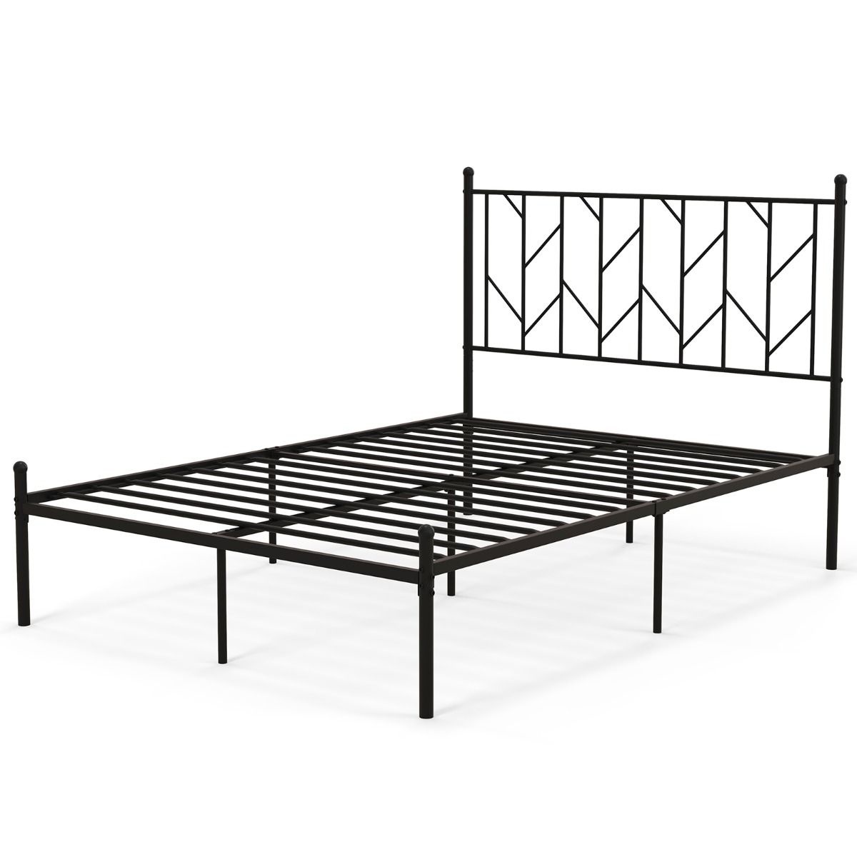 Cadre de lit Coast avec tête de lit - Métal - Max. 360 kg - 197 x 141 x 113 cm - Noir