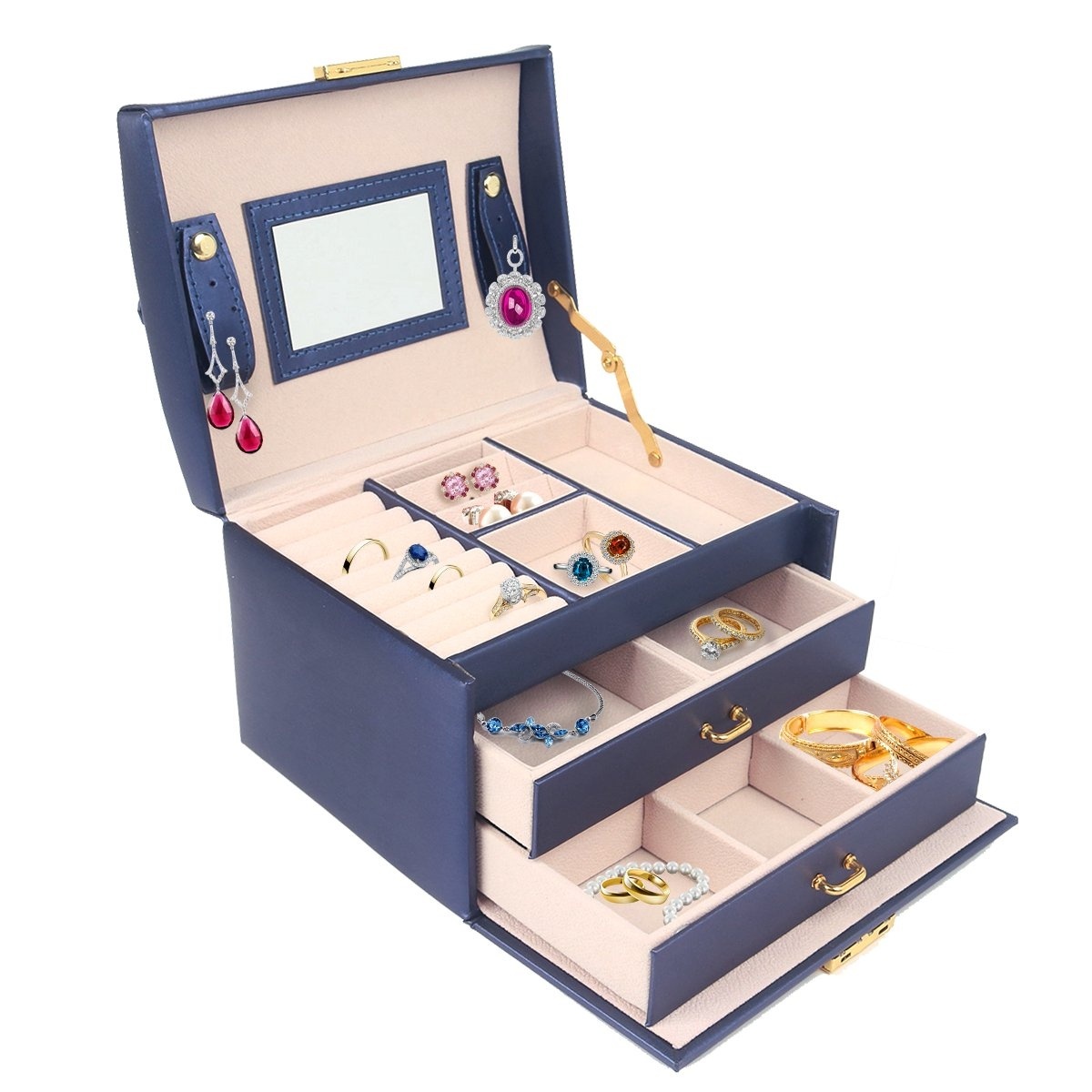 Boîte à bijoux MM Brands - avec miroir - Boîte à bijoux avec serrure