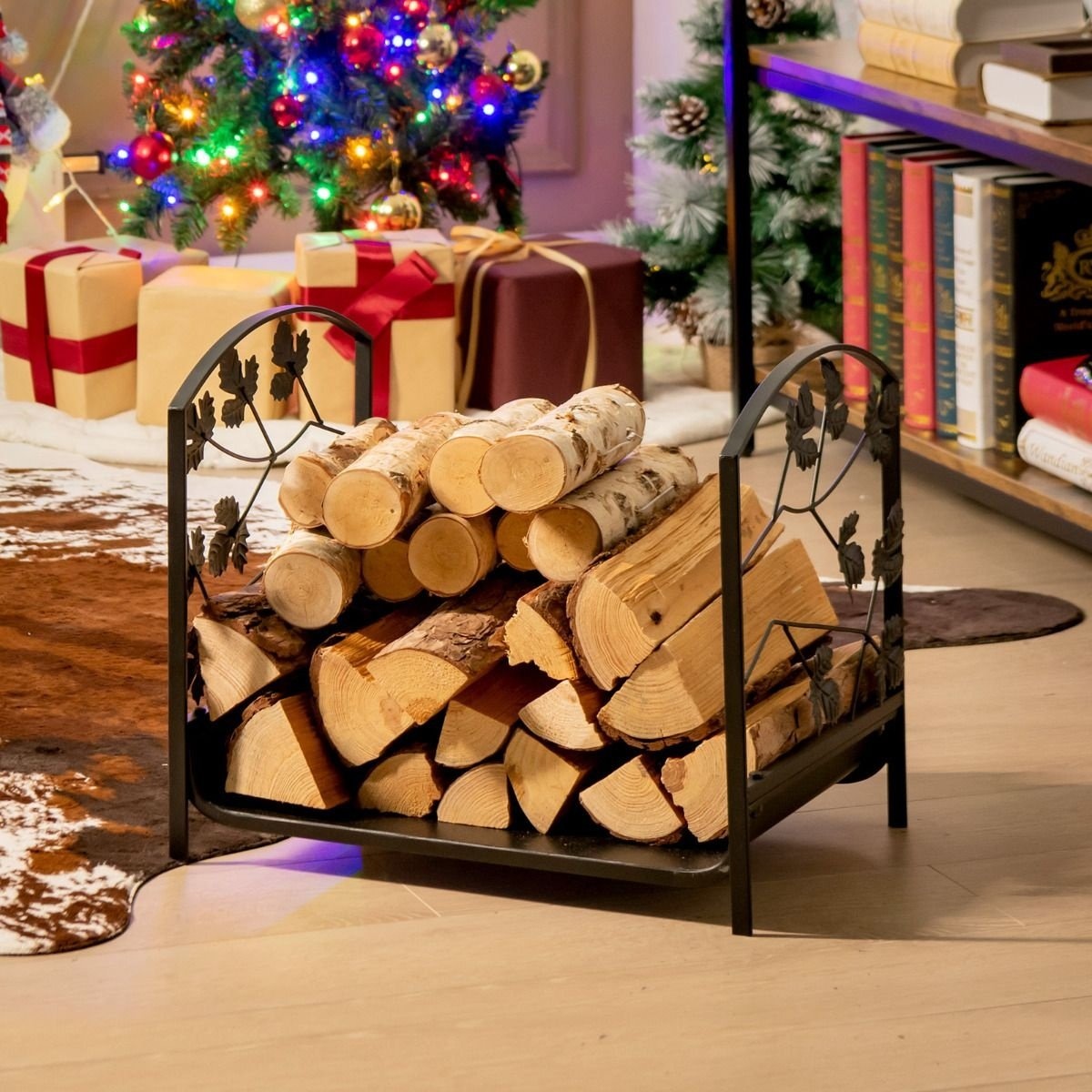 Coast Firewood Rack - Metal Heavy Duty - 48 x 34 x 41 cm - noir