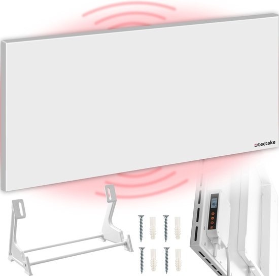 Tectake - Panneau infrarouge avec thermostat et protection contre le renversement et la surchauffe - Panneau chauffant Chauffage électrique - ISP TH 1100 watts - 140x2,5x60cm - 405014