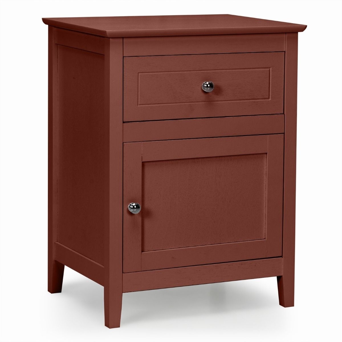 Table de nuit Coast avec tiroir et porte - MDF+Denwood - Brun - 48 x 38 x 63,5 cm