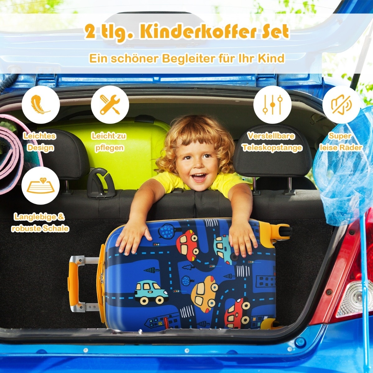 Coast 2-piece children's suitcase Set Hard Shell Case & Backpack 33 x 22 x 51 cm dark blue