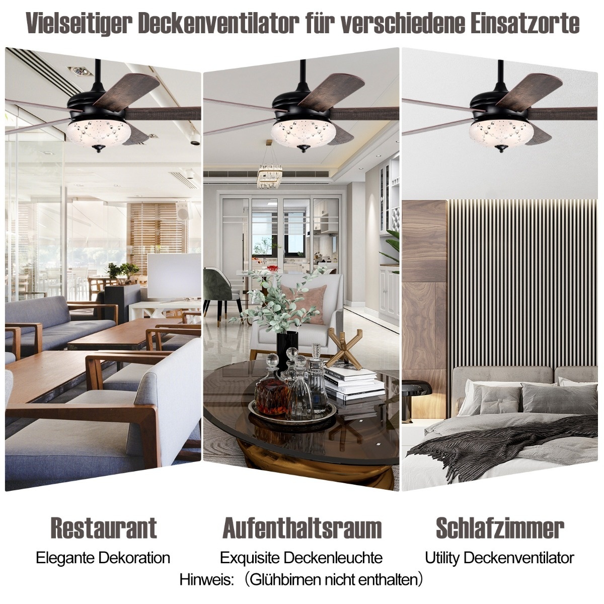 Ventilateur de plafond Coast avec télécommande Ventilateur de plafond de 132 cm de diamètre avec 2 barres noir