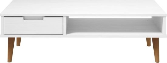 vidaXL - Table basse - MOLDE - 100x55x31 - cm - solide - pin - blanc