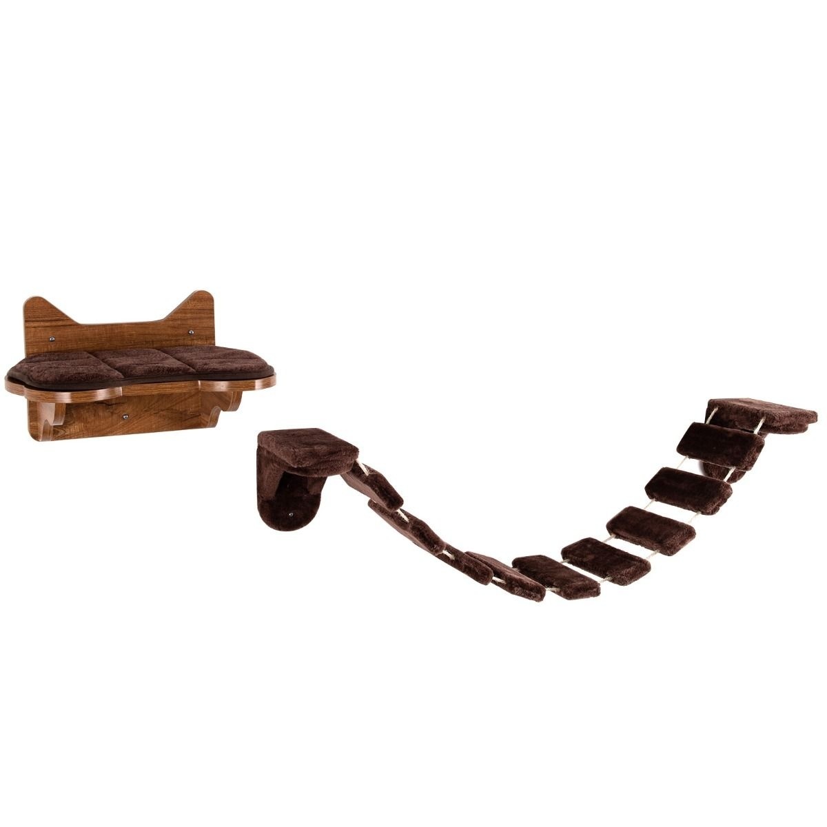 Coast Cat Climbing Rack with Cat Bed - Fixation murale - Bois - Marron