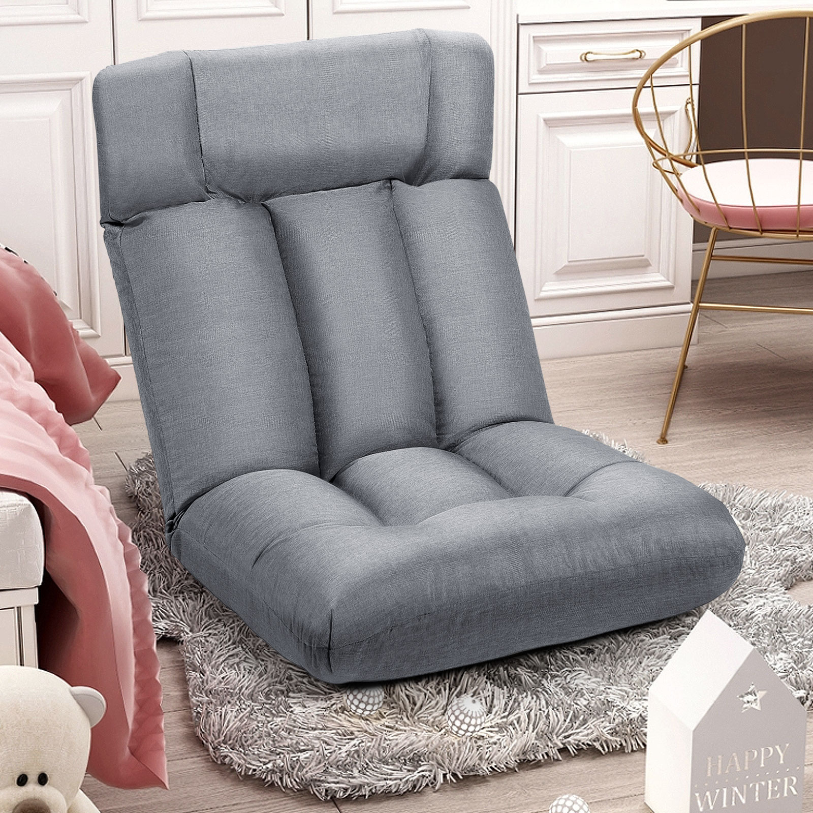 Fauteuil de sol Coast Tatami Fauteuil de sommeil Fauteuil de relaxation Fauteuil canapé fonction couchage gris