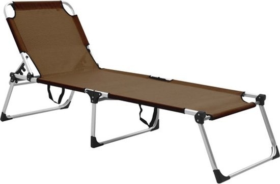 vidaXL - Chaise longue - extra haute - pliante - senior - aluminium - marron