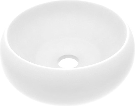 vidaXL Évier rond-40x15-cm-céramique-blanc mat