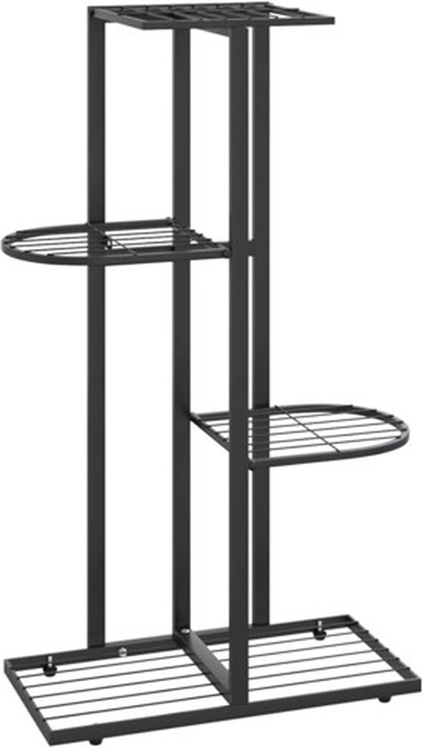 vidaXL - Porte-fleurs - avec - 4 - couches - 43x22x76 - cm - métal - noir
